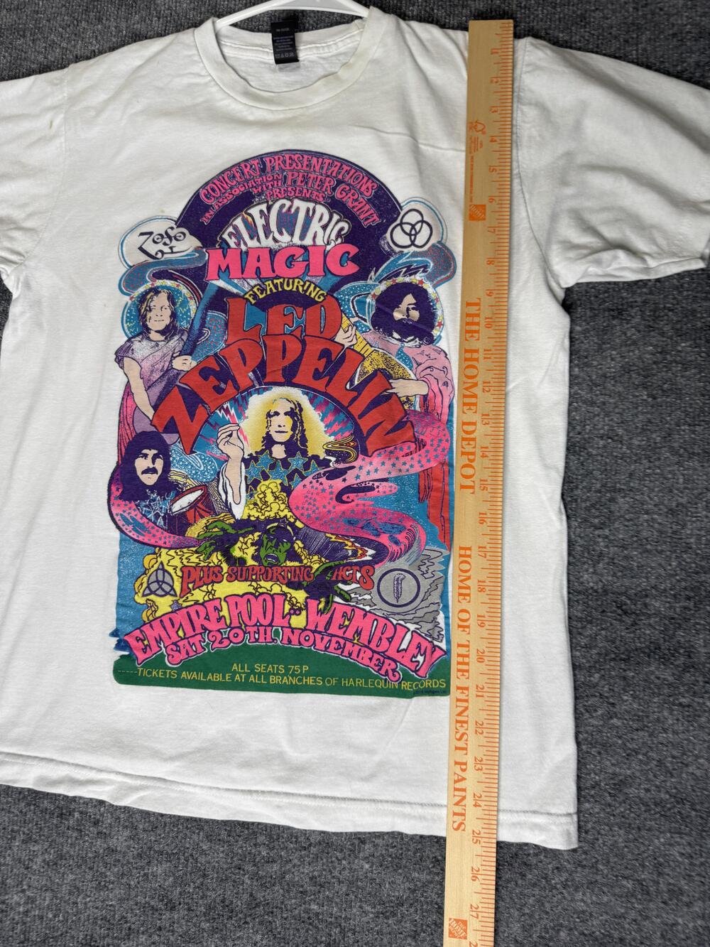 Led Zeppelin Shirt Mens Medium White Tultex Electric Magic Concert Graphic Tee - Picture 8 of 15